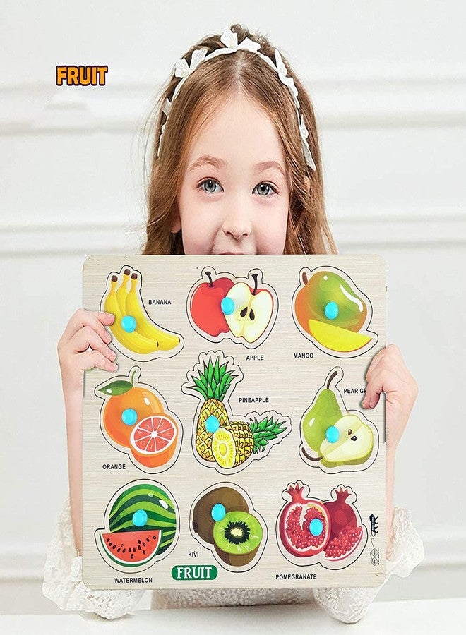 APPSTER Jumbo Size Animal, Fruits, Vegetables, ABCD & Numbers Wooden Puzzle Toy for Kids Jigsaw Puzzles for Adults Baby Learning Educational Toys Board Game - Pack of 5pcs - Image 3
